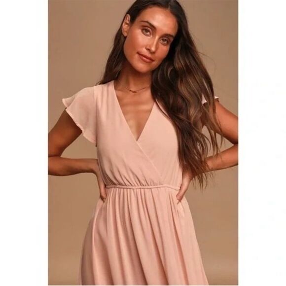 Lulus Women's Lost in the Moment Maxi Dress Blush Pink Wedding Bridesmaid Sz. XS - Picture 13 of 13